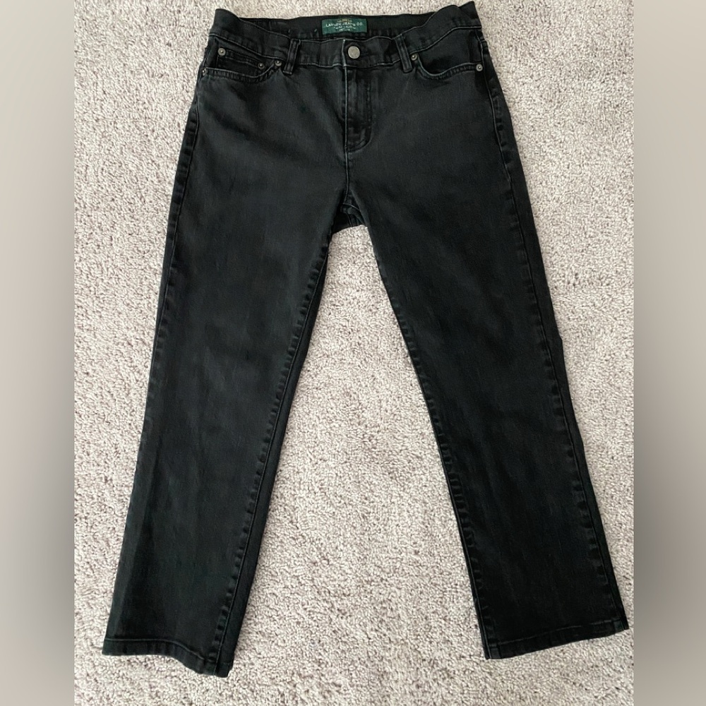 LRL Lauren Jeans Co Ralph Lauren Women's Black Denim Classic Straight Leg Sz 8P